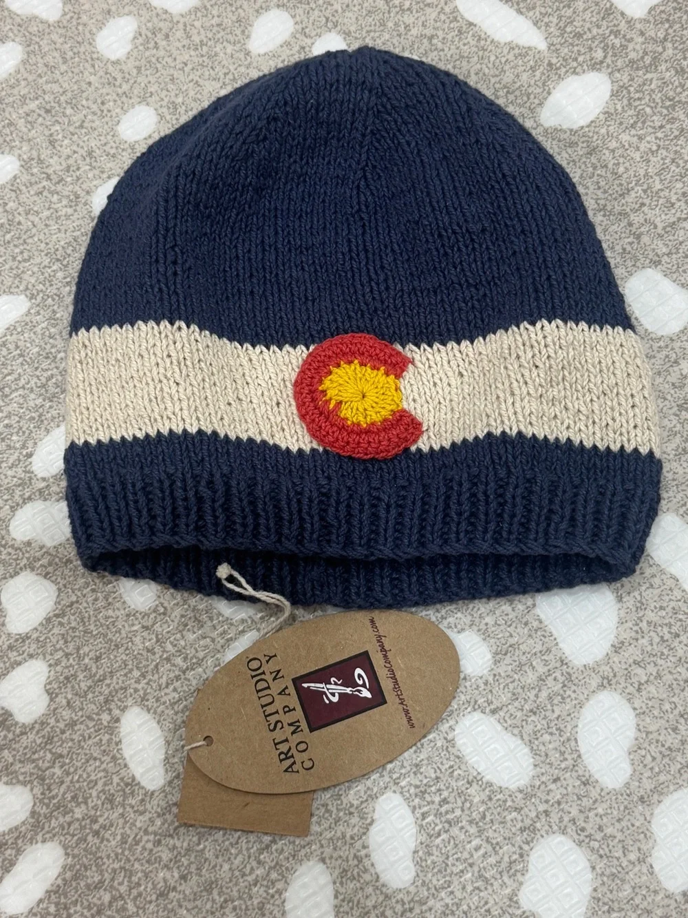 NWT Colorado flag beanie handmade knit cotton crochet toddler kids winter unisex
